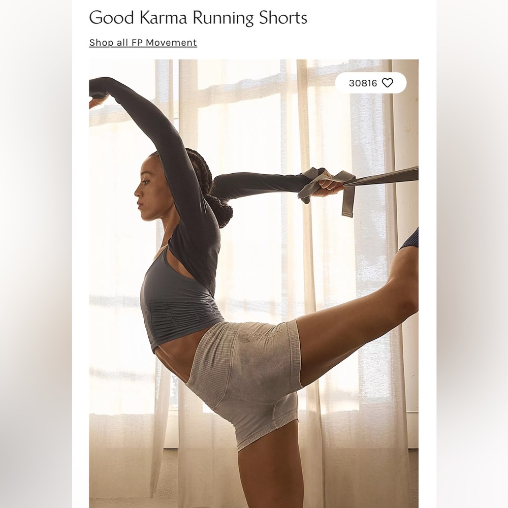 Free People! FP Movement Good Karma Running Shorts in Ice Grey NWOT! - Picture 2 of 3